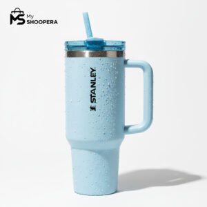 Sky Blue Stanley Quencher H2.0 FlowState tumbler with water droplets for cold hydration - My Shoopera